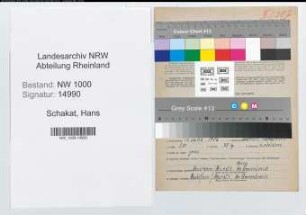 Entnazifizierung Hans Schakat, geb. 18.06.1906 (Beamter)