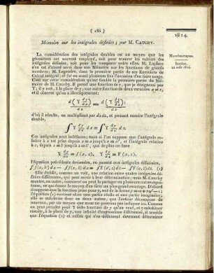 Mémoire sur les intégrales définies