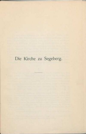 Die Kirche zu Segeberg.