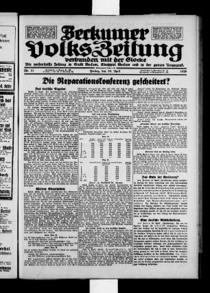 Beckumer Volks-Zeitung. 1921-1930