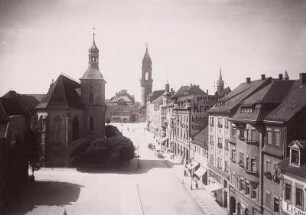 Bautzen, Steinstraße : Bautzen. Steinstraße. Blick nach Westen gegen Liebfrauenkirche und Reichenturm