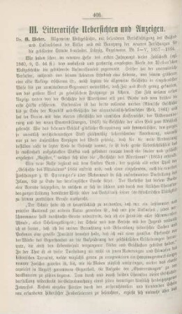 408[410]-413[415] Litterarische Uebersichten und Anzeigen
