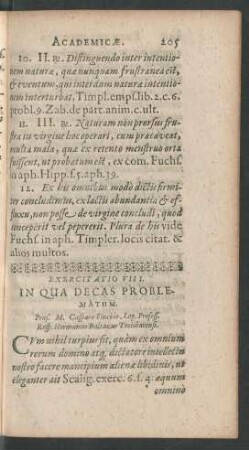 Exercitatio VIII. In Qua Decas Problematum