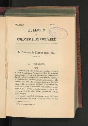 le protectorat de kamerun depuis 1907