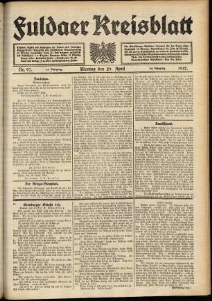 Ausgabe vom Montag, den 29. April 1912.