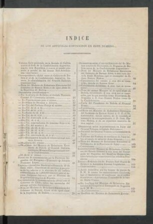 Índice de los artículos contenidos en este número.