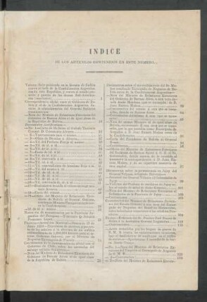 Índice de los artículos contenidos en este número.