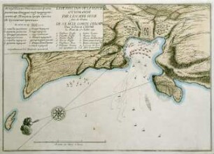 WHK 27 Russisch-Türkischer Krieg: Plan der Zerstörung der türkischen Flotte durch die Russen unter Graf Orlow im Hafen von Cesme in der Nacht des 7. Juli 1770