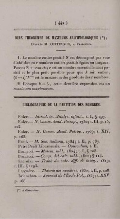 Deux théorèmes de maximus arithmologques.