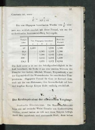 V. Das Kraftäquivalent der electrischen Vorgänge
