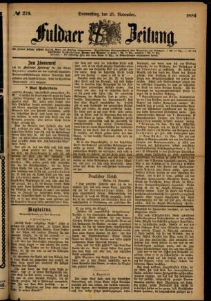 Ausgabe vom Donnerstag, den 25. November 1886.