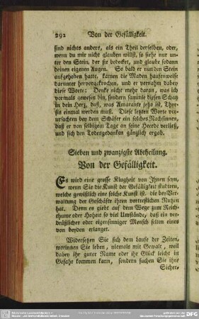 Sieben und zwanzigste Abtheilung. Von der Gefälligkeit