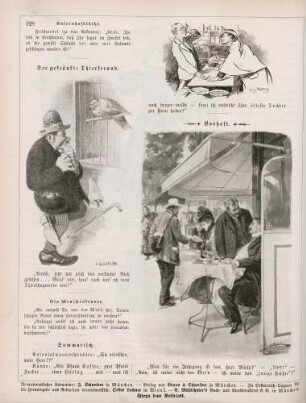 "Der gekränkte Thierfreund" "Summarisch" "Boshaft"