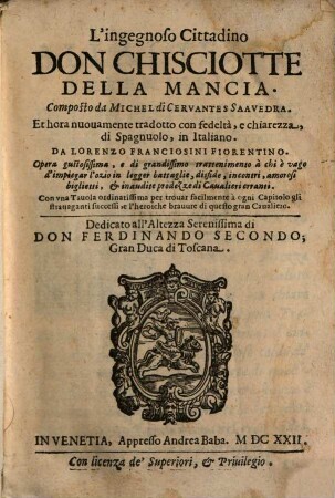 L' ingenioso cittadino Don Chisciotte della Mancia