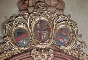 Wappen der Pröpste von Klosterneuburg von 1730 bis 1858 flankiert von Wappen der österreichischen Kronländer
