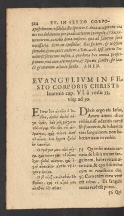 Evangelium In Festo Corporis Christi: Ioannis cap. VI. a versu 53, usq[ue] ad 59.