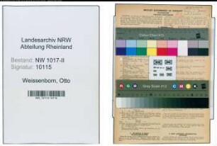 Entnazifizierung Otto Weissenborn , geb. 06.01.1892 (Musiker)