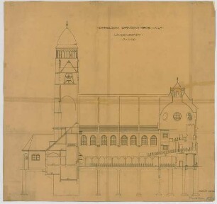 Fischer, Theodor; Ulm; Garnisonkirche (Pauluskirche) - Längsschnitt