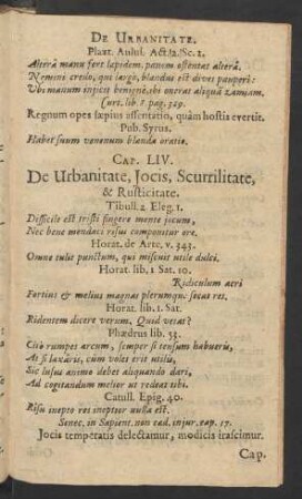 Cap. LIV. De Urbanitate, Jocis, Scurrilitate, & Rusticitate.