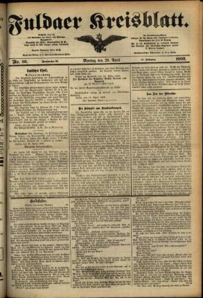 Ausgabe vom Montag, den 26. April 1909.