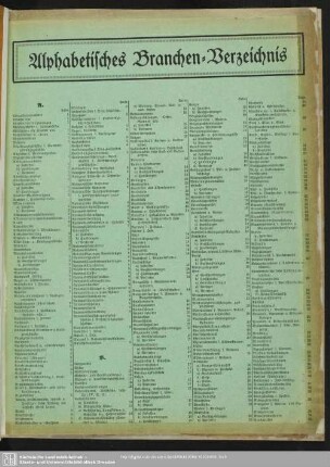 Alphabetisches Branchen-Verzeichnis