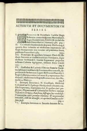 Actorum Et Documentorum Series.