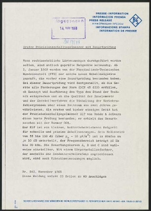 Präzisionsschallpegelmesser mit Bauartprüfung von Rohde und Schwarz