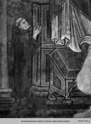 Madonna mit Kind und Kreuzigung Christi : Thronende Madonna mit Kind und Stifter