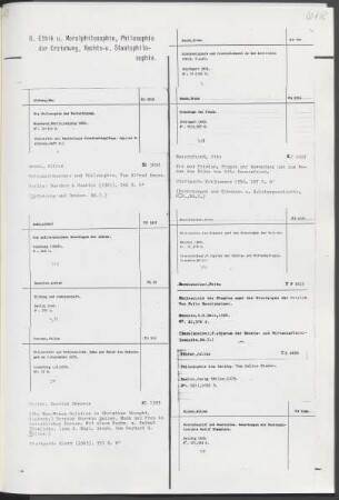 8. Ethik und Moralphilosophie, Philosophie der Erziehung, Rechts- und Staatsphilosophie