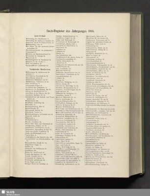 Sach-Register des Jahrganges 1906