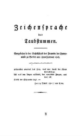 Zeichensprache der Taubstummen