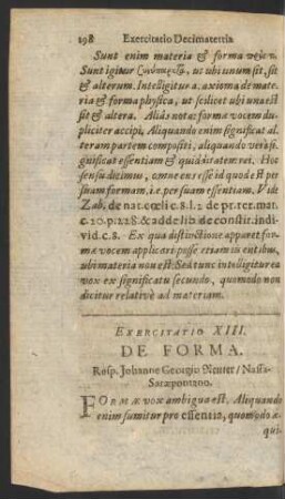Exercitatio XIII. De Forma.