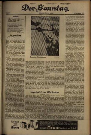 Zweite Ausgabe vom Sonntag, den 24. Januar 1937.