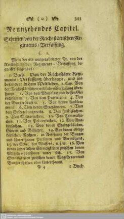 Neunzehendes Capitel. Schriften von der Reichsstättischen Regiments-Verfassung