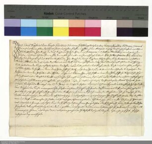 Revers Karl Siegfrieds von Bose bezüglich der Belehnung mit drei Teilen eines Hofs in Milz durch Amand [von Buseck], Abt von Fulda