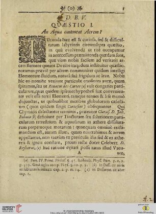 Quaestio I: An Aqua contineat Aerem?