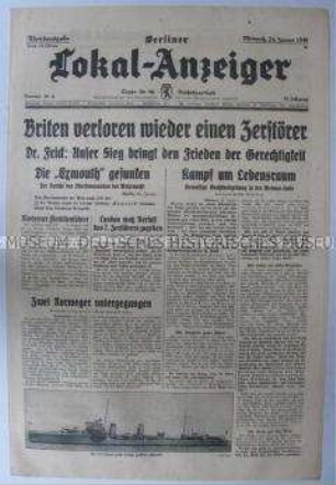 Tageszeitung "Berliner Lokal-Anzeiger" u.a. zur Großkundgebung in der Weimar-Halle