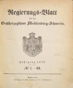 Regierungsblatt für Mecklenburg-Schwerin. 1879