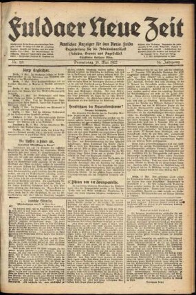 Ausgabe vom Donnerstag, den 18. Mai 1922.