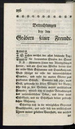 Betrachtungen bey den Gräbern seiner Freunde.