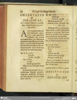 Observatio & Curatio LI. - Observatio & Curatio C.