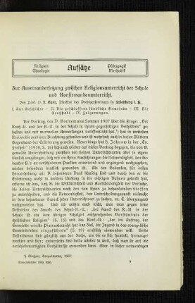 Zur Auseinandersetzung zwischen Religionsunterricht der Schule und Konfirmandenunterricht