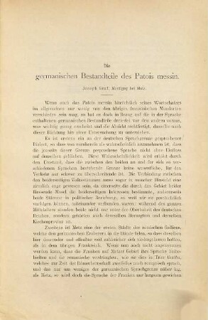 Die germanischen Bestandtheile des Patois messin