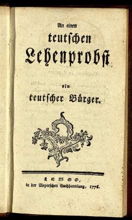 An einen teutschen Lehenprobst