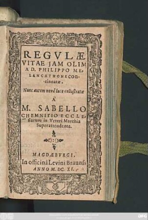 Regulae Vitae Iam Olim Ad. Philippo Melanchthone concinnatae