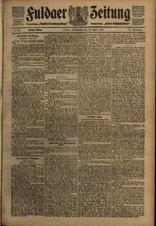 Erste Ausgabe vom Donnerstag, den 28. April 1910.