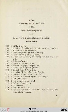 Möbel und Beleuchtungskörper (Nr. 1100-1348)