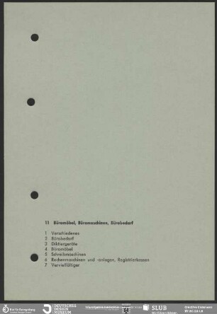 11 Büromöbel, Büromaschinen, Bürobedarf [Kapiteltrennblatt]