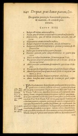 De quarto praecepto honorandi patrem, & matrem, & amandi proximum, Caput XIIII.