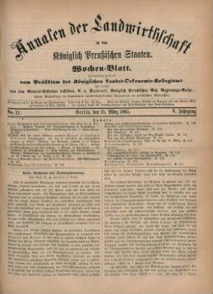No. 11. Berlin, den 15. März 1865. V. Jahrgang.